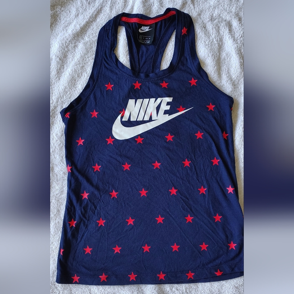 Nike Blue and Red Star Performance Tank Top